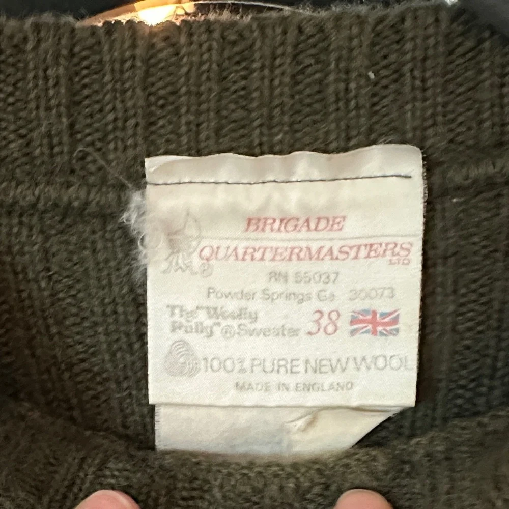 Olive Crewneck Sweater with Shoulder Patches (unisex)